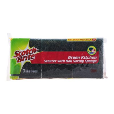 Scotch Brite Green Kitchen Scourer Nail Saver Value Pack 3in1 1s