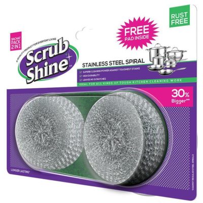 Scrub Shine – Stainless Steel Spiral – Bachat Pack 2in1