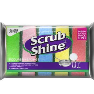 Scrub Shine – Scourer Sponge – Bachat Pack 5in1