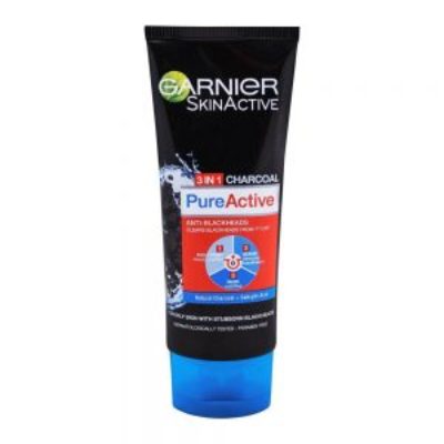 Garnier 3 In 1 Charcoal Pure Active Wash, Scrub, Mask 100ml